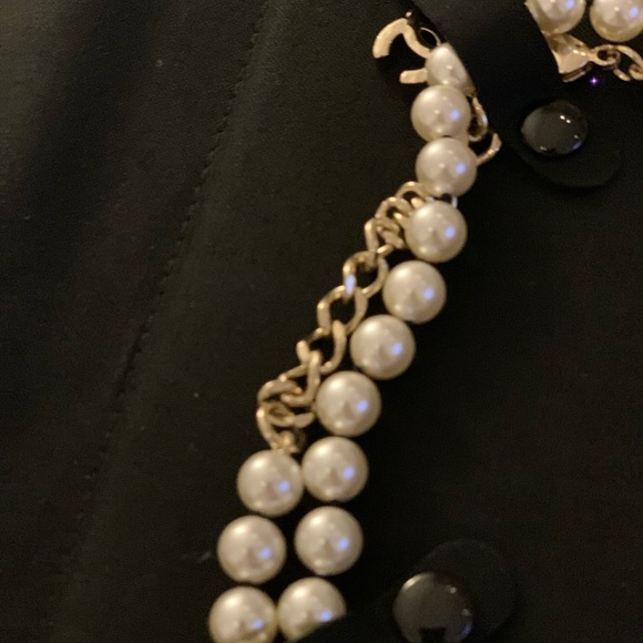 Elegant Pearls long  authentic  Chanel  Necklace with Silver Accents from Paris.
